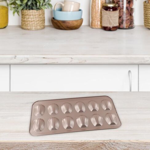 Cake and Cookie Shell Pan, 12-Cavity Stainless Steel Nonstick Bakeware for Cupcakes, for Muffins, and Homemade Desserts, Oven for Microwave Freezer Dishwasher Safe in Kuwait