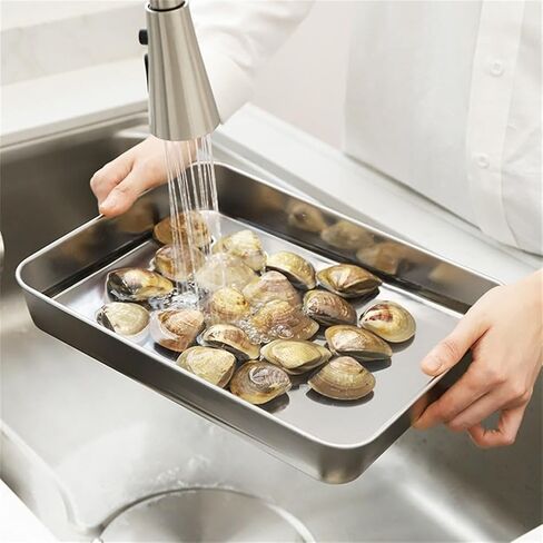 Stainless Steel Baking Tray Set with Cooling Rack and Cover for Oven Roasting, Baking Cookies and Kitchen Storage, Silvery in Kuwait