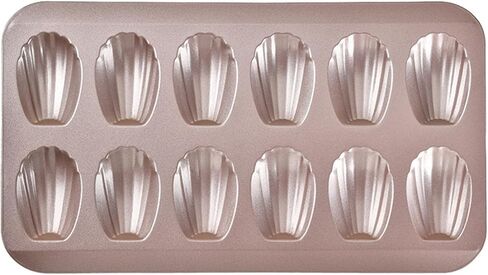 Cake and Cookie Shell Pan, 12-Cavity Stainless Steel Nonstick Bakeware for Cupcakes, for Muffins, Desserts, Oven for Microwave Freezer Dishwasher Safe, Gold in Kuwait
