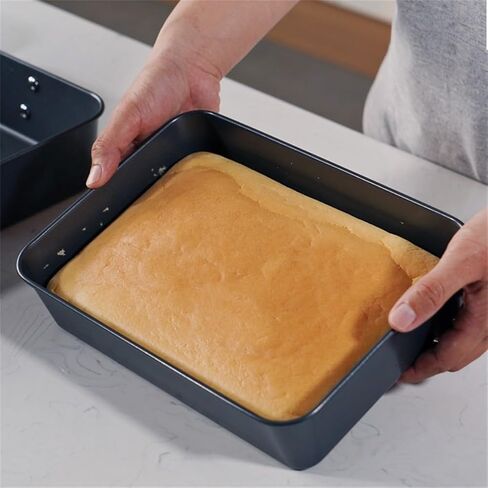 Baking Pan Carbon Steel Non-Stick Deep Brownie Tray 26x19x6cm for Oven Cakes Bread Lasagna Casseroles Roasting Vegetables Black in Kuwait