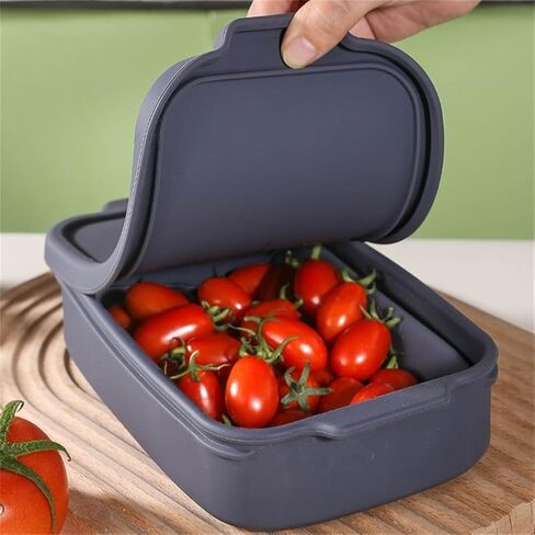 Silicone Loaf Pan with Lid,Non-Stick Foldable Baking Tray for Bread,Meatloaf,Pound Cake,Quiche,Pot Pie,Grey,22.5 x 12.5 x 12.5 cm in Kuwait