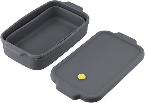 Silicone Loaf Pan with Lid,Non-Stick Foldable Baking Tray for Bread,Meatloaf,Pound Cake,Quiche,Pot Pie,Grey,22.5 x 12.5 x 12.5 cm in Kuwait