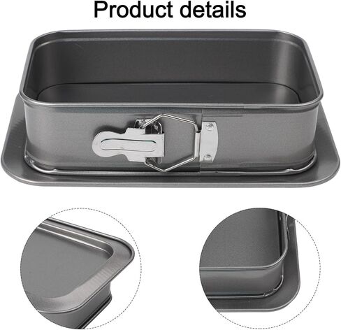 Cake Pan with Removable Bottom, Carbon Steel Rectangular Baking Tin for Cheesecake, Tiramisu, for Mousse, Pizza and for More, 28x18x6.5cm Black in Kuwait