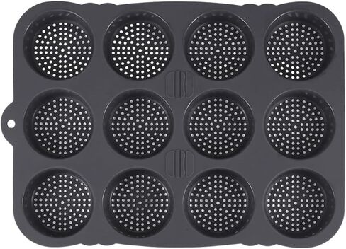12-Cavity Silicone Hamburger Bun Pan for Baking, 8cm Cup Size, Non-Stick Cake Tray, Dishwasher Safe, Grey in Kuwait