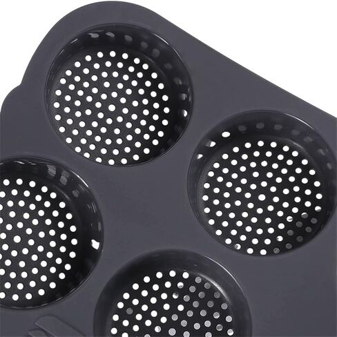 12-Cavity Silicone Hamburger Bun Pan for Baking, 8cm Cup Size, Non-Stick Cake Tray, Dishwasher Safe, Grey in Kuwait