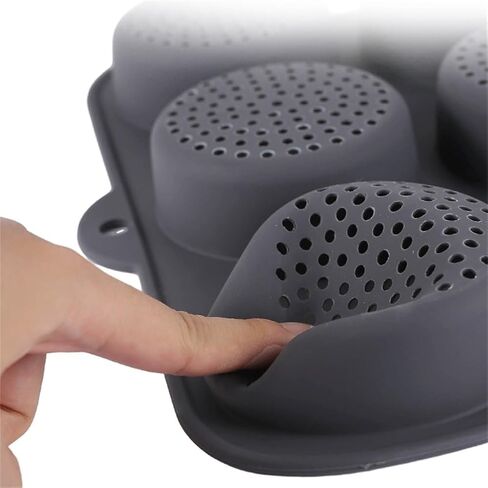 12-Cavity Silicone Hamburger Bun Pan for Baking, 8cm Cup Size, Non-Stick Cake Tray, Dishwasher Safe, Grey in Kuwait