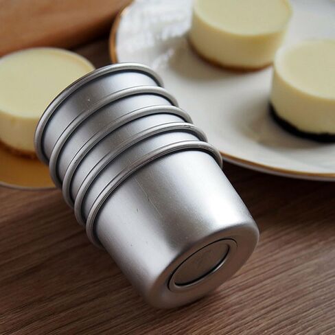 Mini Cake Pan with Removable Bottom,2 Inch Aluminum Alloy Baking Mold for Pudding DIY Dessert,Non-Adhesion Anti-Oxidation Bakeware,Easy to Clean,6/10/20 Pack in Kuwait
