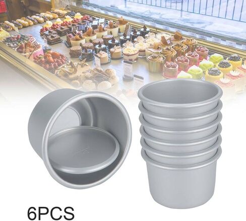 Mini Cake Pan with Removable Bottom,2 Inch Aluminum Alloy Baking Mold for Pudding DIY Dessert,Non-Adhesion Anti-Oxidation Bakeware,Easy to Clean,6/10/20 Pack in Kuwait