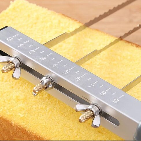 Cake Cutter Leveller with 3 Adjustable Cutting Wires, Aluminium Layer Slicer Tool with for Measuring Guide and Comfort Grip Handle for Precise for Multi-Layer Cake Decorating in Kuwait