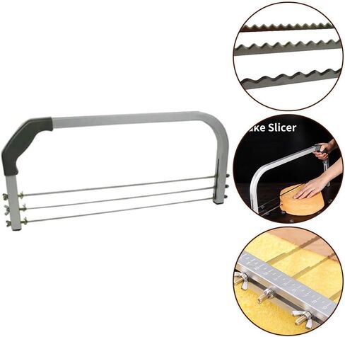Cake Cutter Leveller with 3 Adjustable Cutting Wires, Aluminium Layer Slicer Tool with for Measuring Guide and Comfort Grip Handle for Precise for Multi-Layer Cake Decorating in Kuwait