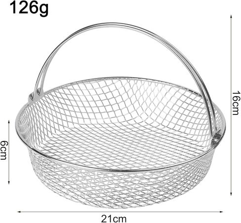 Stainless Steel Air Fryer Basket for 21 cm Fryers,304 Mesh Steamer with Handle,Dishwasher Safe,Even Heating for Frying,Oil-Water Filtering Deep-Fried Food Container in Kuwait