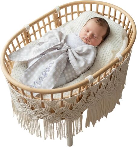 Morxy Personalized Newborn Swaddle Sash-Cotton Maternity Sash with Big Bowknot - Custom Sash for Baby Girls & Boys - Cute Baby Accessory for Newborn Photography Props and Nursery Décor (Pink) in Kuwait