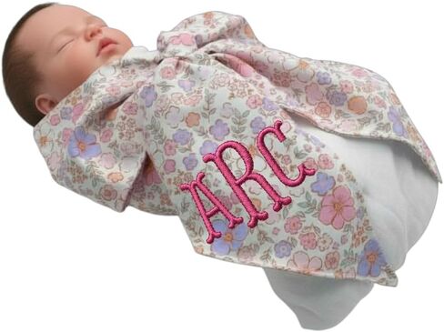 Morxy Personalized Newborn Swaddle Sash-Cotton Maternity Sash with Big Bowknot - Custom Sash for Baby Girls & Boys - Cute Baby Accessory for Newborn Photography Props and Nursery Décor (Pink) in Kuwait