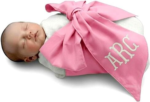 Morxy Personalized Newborn Swaddle Sash-Cotton Maternity Sash with Big Bowknot - Custom Sash for Baby Girls & Boys - Cute Baby Accessory for Newborn Photography Props and Nursery Décor (Pink) in Kuwait
