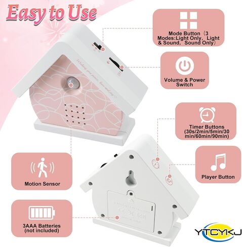 صندوق الطيور الغناء الأصلي، صندوق صوت طبيعي مع مستشعر للحركة - علاج صوتي طبيعي للنوم والاسترخاء | يتضمن قناع نوم حريري، وعصابة رأس وربطة شعر، وسلال هدايا للنساء in Kuwait