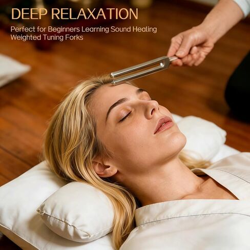 Sound Healing Tuning Fork Set, 128Hz 258Hz 512Hz Frequencies, Weighted and Unweighted with Activator for Meditation, Yoga, Chakra Balancing, Sound Therapy in Saudi Arabia