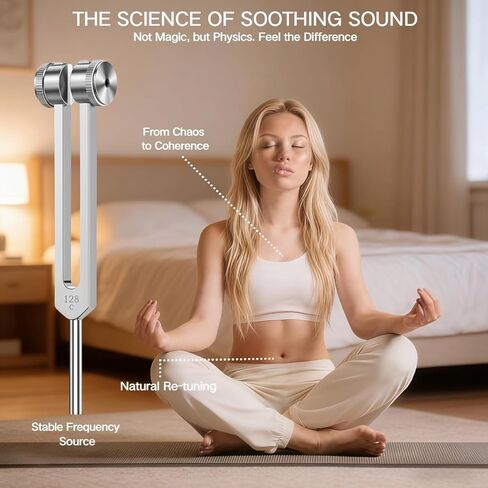 Sound Healing Tuning Fork Set, 128Hz 258Hz 512Hz Frequencies, Weighted and Unweighted with Activator for Meditation, Yoga, Chakra Balancing, Sound Therapy in Saudi Arabia