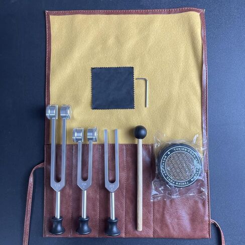 Sound Healing Tuning Fork Set, 128Hz 258Hz 512Hz Frequencies, Weighted and Unweighted with Activator for Meditation, Yoga, Chakra Balancing, Sound Therapy in Saudi Arabia
