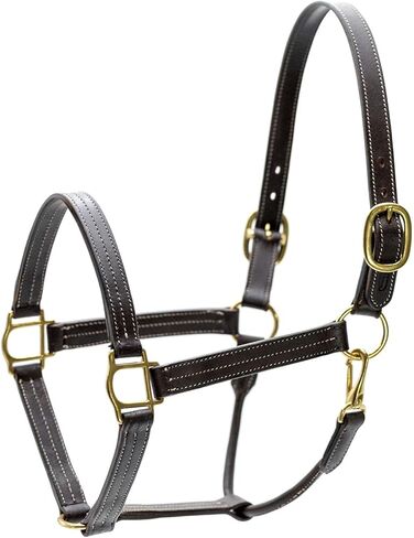 Jeffers Frankfort Triple Stitched Soft Leather Turnout Halter with Throat Snap for Horses - Adjustable Double Buckle Crown, Breakaway Ready Headcollar in Saudi Arabia
