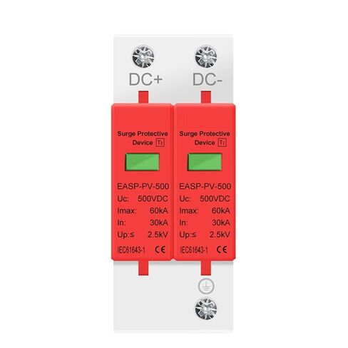 2P DC SPD Surge Protective Device 500V 800V 1000V 20KA 30KA 40KA 60KA Voltage Protector Solar PV Photovoltaic Arrester 1Pcs(20-40KA,DC 500V) in Saudi Arabia