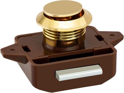 5Pcs Keyless Push Button Catch Door Knob Lock for RV Caravan Cabinet Boat Motor Home Cupboard, Brown Gold Button in Saudi Arabia