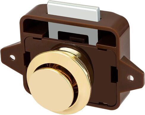 5Pcs Keyless Push Button Catch Door Knob Lock for RV Caravan Cabinet Boat Motor Home Cupboard, Brown Gold Button in Saudi Arabia