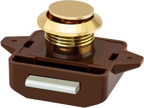 5Pcs Keyless Push Button Catch Door Knob Lock for RV Caravan Cabinet Boat Motor Home Cupboard, Brown Gold Button in Saudi Arabia