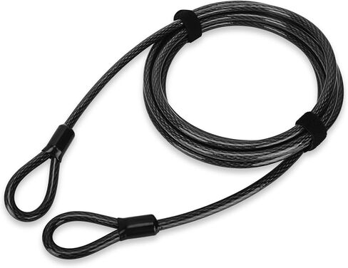 40 ft x 3/8" Heavy Duty Cut-Proof Security Cable | Flexible Vinyl-Coated Braided Steel with Looped Ends | Weatherproof Anti-Theft Locking Cable for Bikes, Gates, Kayaking & Outdoor Equipment in Kuwait