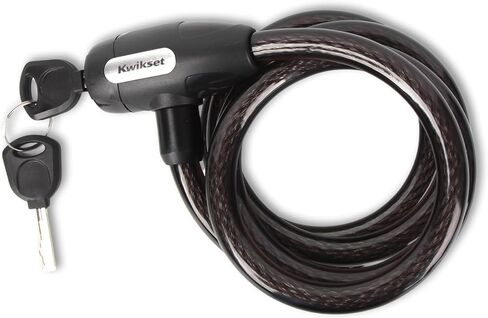 قفل كابل دراجة بمفتاح بطول 5 أقدام من Kwikset، قطر 1/2 بوصة، أمان للدراجة والخارجية، حزمة واحدة، فضي in Kuwait