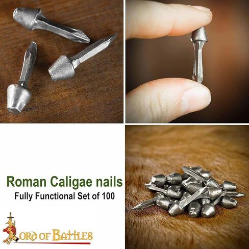 Lord of Battles Hob Nails Hand Forged Solid Iron Fully Functional Antique Medieval Historical Accessory for Shoes Natural Finish Set of 100 Nails in Saudi Arabia