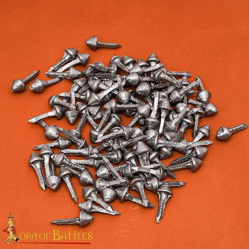Lord of Battles Hob Nails Hand Forged Solid Iron Fully Functional Antique Medieval Historical Accessory for Shoes Natural Finish Set of 100 Nails in Saudi Arabia