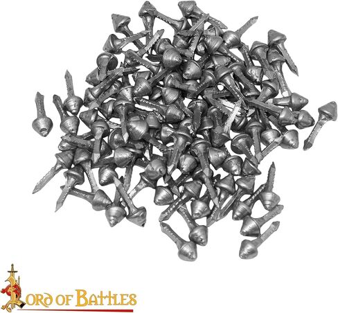 Lord of Battles Hob Nails Hand Forged Solid Iron Fully Functional Antique Medieval Historical Accessory for Shoes Natural Finish Set of 100 Nails in Saudi Arabia