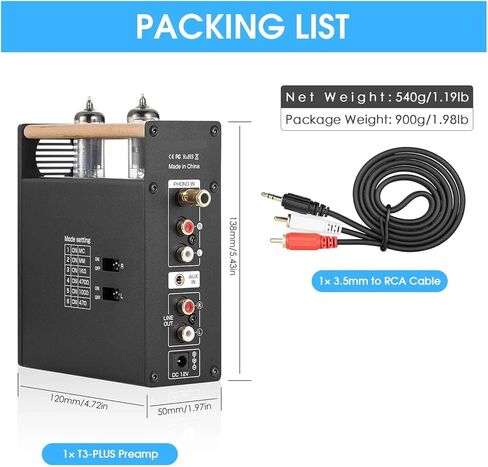 T3 Plus Mini Vacuum Tube Preamplifier MM/MC Phono Preamplifier Desktop Headphone Amplifier in Kuwait