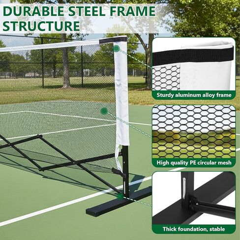 Retractable Net 22FT Portable Net Set with Steady Metal Frame Free Assembly & Carry Bag for Backyards Driveways in Kuwait