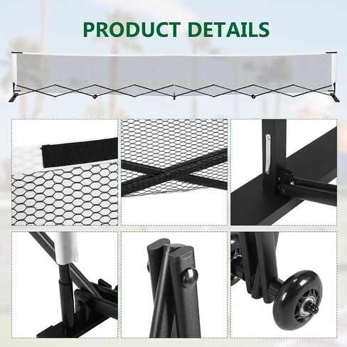 Retractable Net 22FT Portable Net Set with Steady Metal Frame Free Assembly & Carry Bag for Backyards Driveways in Kuwait