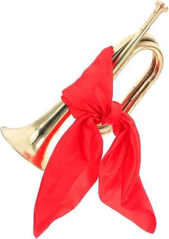 TOYANDONA Metal Bugle Trumpet Horn for Beginners with Red Scarf, Brass Music Instrument for Teen Band Orchestra, School Bugle for Marching and Military Signal Use in Saudi Arabia