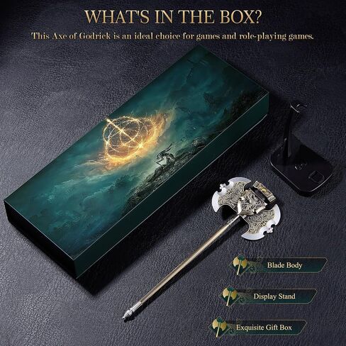 حلقات Elden Ax of Godrick، نموذج مخفض بمقياس متساوي للحرف المعدنية مقاس 9.45 بوصة، أفضل اختيار لمحبي المجموعة، زينة رائعة لمكتب الكمبيوتر، هدية جيدة له/لها in Saudi Arabia