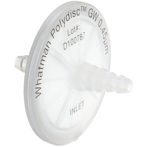 مرشحات Whatman 10463401 Polydisc GW Nylon In-line Filters، أقصى ضغط 4.5 بار، 0.45 ميكرون، وصلة فوهة الأنابيب من 6 إلى 14 مم (عبوة من 50) in Saudi Arabia