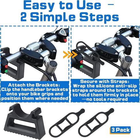 (3-Pack) Bike Handlebar Stand with 6 Silicone Straps, Quick-Release Bracket for 29–34mm Grips, Stable Clip-On Support for Inverted Parking & Bike Maintenance, MTB Road & E-Bike Repair Tool in Saudi Arabia