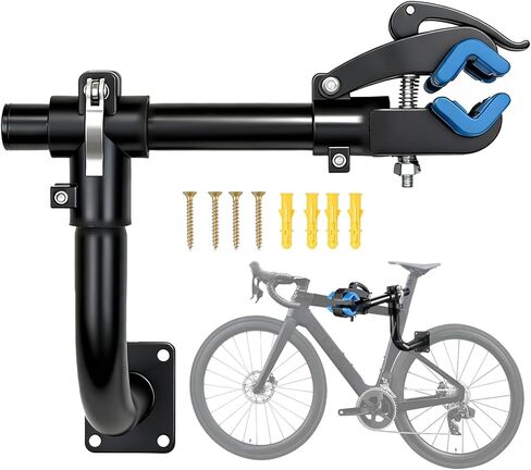 حامل إصلاح الدراجة المثبت على الحائط، حامل عمل الدراجة، رف صيانة الدراجة للدراجات الجبلية على الطرق، دراجة الطريق، موفر للمساحة، مشبك دوار 360 درجة، هيكل حديد عالي التحمل in Kuwait