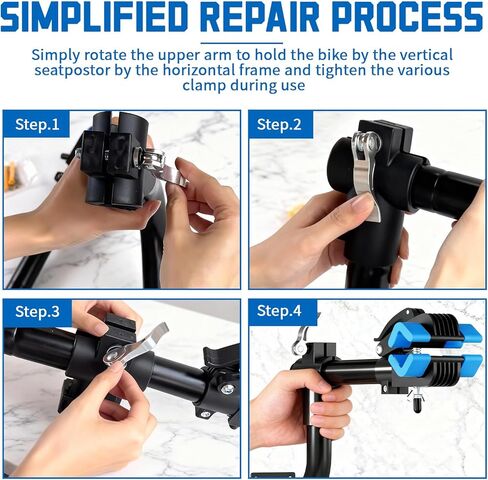 حامل إصلاح الدراجة المثبت على الحائط، حامل عمل الدراجة، رف صيانة الدراجة للدراجات الجبلية على الطرق، دراجة الطريق، موفر للمساحة، مشبك دوار 360 درجة، هيكل حديد عالي التحمل in Kuwait