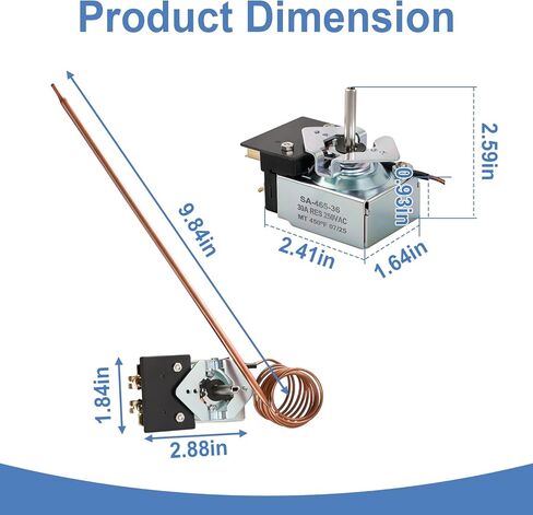 SA-465-36 Electric Griddle Thermostat, Compatible with Star Max Griddle 2T-Z5958 MFG 2T-Z5958 MFG Z5958 Thermostat Control Replacement for AllPoints 46-1368,Temp 100-450F in Kuwait