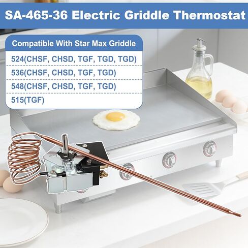 SA-465-36 Electric Griddle Thermostat, Compatible with Star Max Griddle 2T-Z5958 MFG 2T-Z5958 MFG Z5958 Thermostat Control Replacement for AllPoints 46-1368,Temp 100-450F in Kuwait