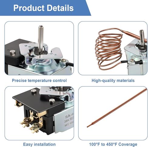 SA-465-36 Electric Griddle Thermostat, Compatible with Star Max Griddle 2T-Z5958 MFG 2T-Z5958 MFG Z5958 Thermostat Control Replacement for AllPoints 46-1368,Temp 100-450F in Kuwait