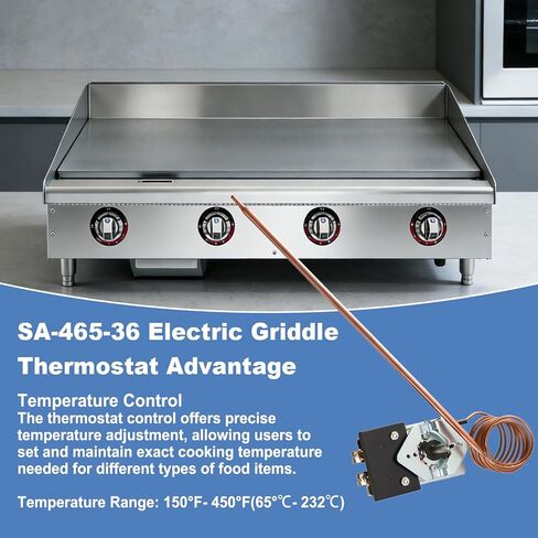 SA-465-36 Electric Griddle Thermostat, Compatible with Star Max Griddle 2T-Z5958 MFG 2T-Z5958 MFG Z5958 Thermostat Control Replacement for AllPoints 46-1368,Temp 100-450F in Kuwait