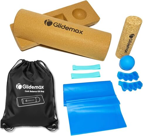 Upgraded Balance Trainer, Cork Balancing Board with User Guide-12In, Foot Ankle Strengthener Calf Stretcher, Plantar Fasciitis Bunion Arch Relief, Stability Trainer Double Leg Foot Strength Equipment in Kuwait