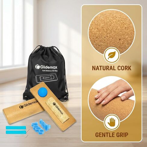 Upgraded Balance Trainer, Cork Balancing Board with User Guide-12In, Foot Ankle Strengthener Calf Stretcher, Plantar Fasciitis Bunion Arch Relief, Stability Trainer Double Leg Foot Strength Equipment in Kuwait