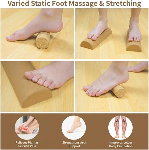 Upgraded Balance Trainer, Cork Balancing Board with User Guide-12In, Foot Ankle Strengthener Calf Stretcher, Plantar Fasciitis Bunion Arch Relief, Stability Trainer Double Leg Foot Strength Equipment in Kuwait