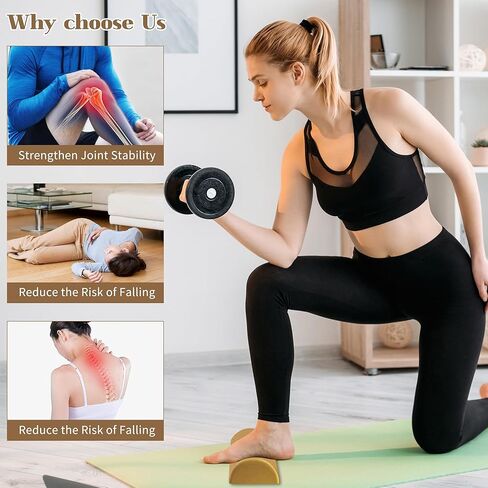 Upgraded Balance Trainer, Cork Balancing Board with User Guide-12In, Foot Ankle Strengthener Calf Stretcher, Plantar Fasciitis Bunion Arch Relief, Stability Trainer Double Leg Foot Strength Equipment in Kuwait