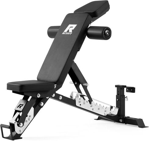 مقعد وزن قابل للتعديل من RitFit مكون من 3 أقسام، مقعد تمرين بسعة 1600 رطل لصالة الألعاب الرياضية المنزلية، 21 مستوى من الضغط على المقعد مع بطانة سميكة، معدات تمرين قابلة للطي لتدريب القوة in Kuwait